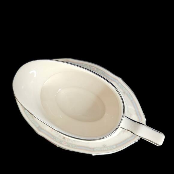 Noritake Rothschild Gravy Boat With Underplate 7293 Porcelain Dinnerware Retired